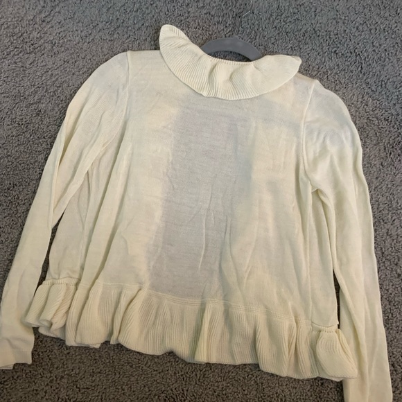 NOTATIONS PETITE-Size Petite M-White Knit Ruffle Sweater Cardigan-Like New - Picture 3 of 3